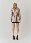 Yasmine Faux Leather Metallic Blazer Jacket