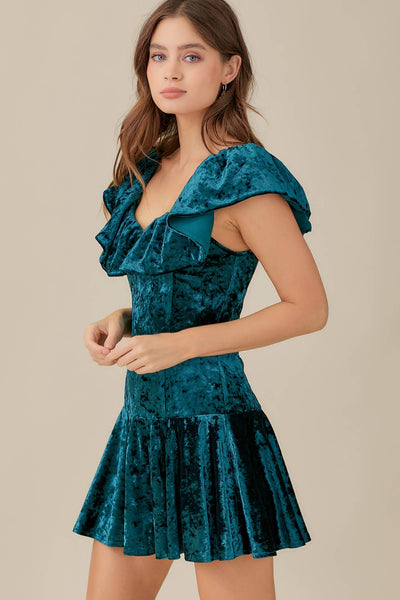 Ruffle Velvet Dress