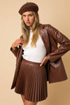 Pleated Faux Leather Skirt