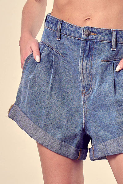 Tuck Denim Shorts