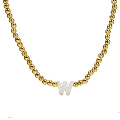 Initial Gold Bead Shell Necklace