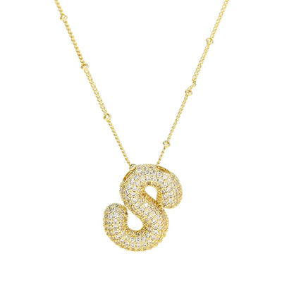 Initial Balloon Gold Bubble Necklace