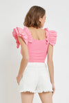 Flutter Sleeve Rib Top