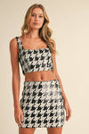 Houndstooth Sequins Crop Top