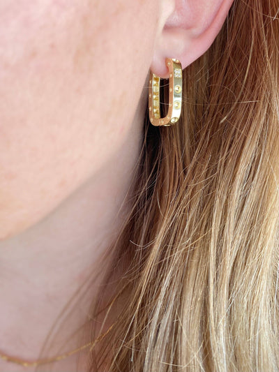Rectangle Clicker Hoop Earrings