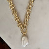 Ovo Pearl Chain Link Necklace: Gold Plated