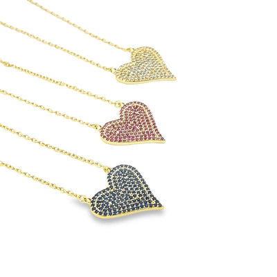 Pave Heart Charm Necklace