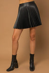 Pleated Faux Leather Skirt