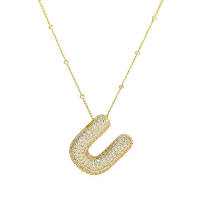 Initial Balloon Gold Bubble Necklace