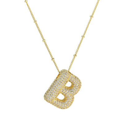 Initial Balloon Gold Bubble Necklace