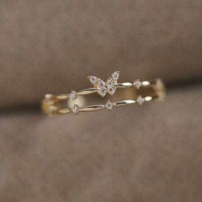 Butterfly Double Layer Ring