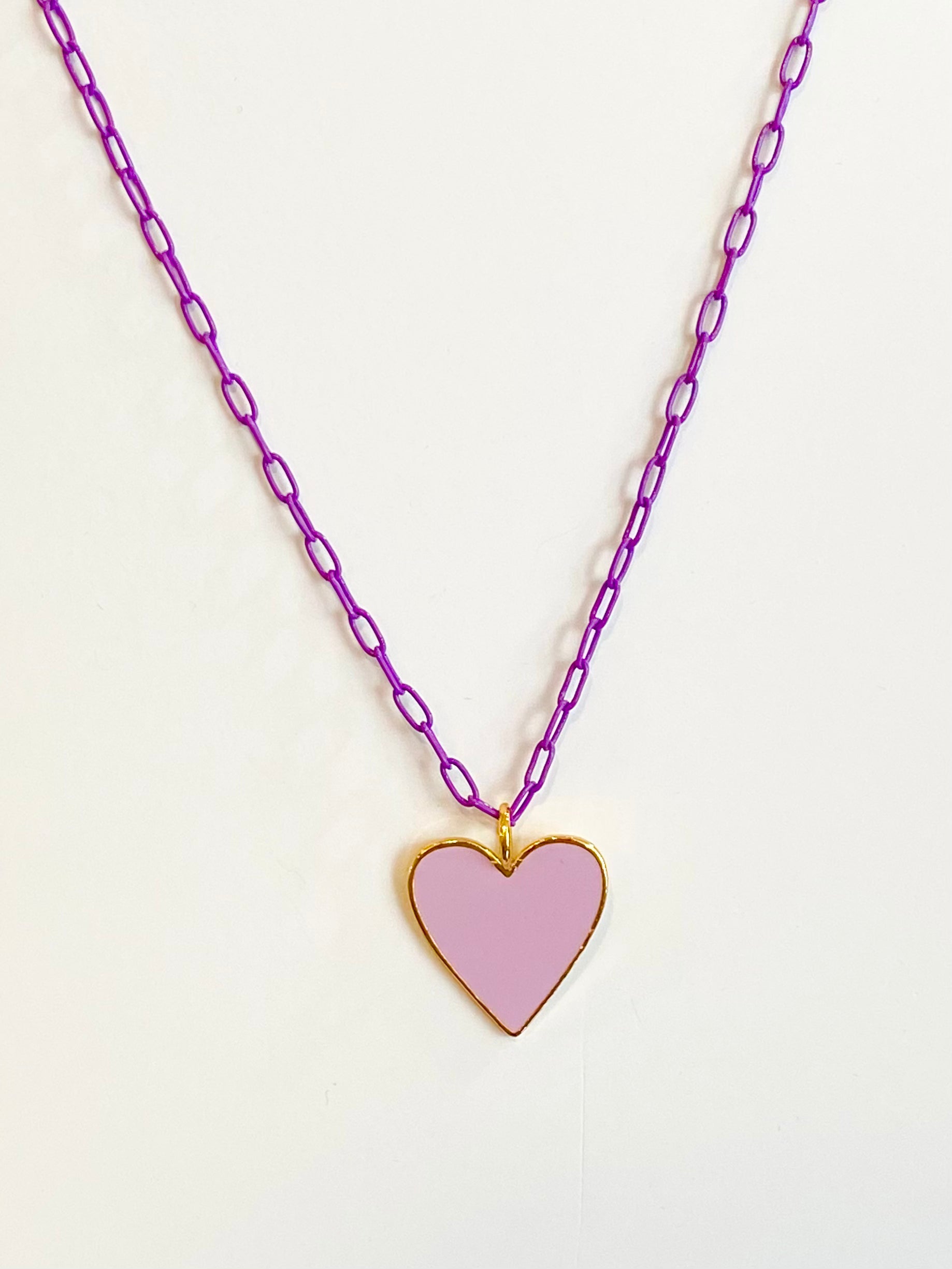 2 Tone Purple Heart Necklace