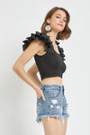 Flutter Sleeve Rib Top