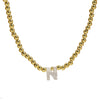 Initial Gold Bead Shell Necklace