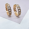 Pave Link Hoop Earrings