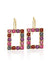 Multicolor Square Crystal Drop Earrings