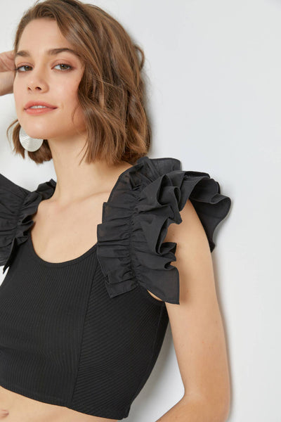 Flutter Sleeve Rib Top