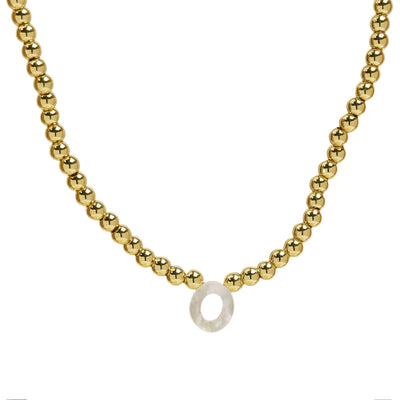 Initial Gold Bead Shell Necklace