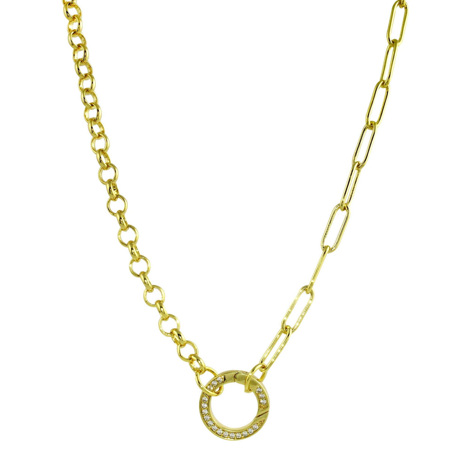 Pave Push Clasp Chain: 16''