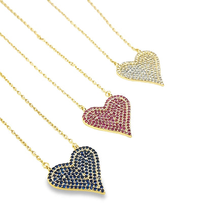 Pave Heart Charm Necklace